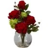 14" Red Rose & Hydrangea Floral Arrangement 1 14" Red Rose & Hydrangea Floral Arrangement -Michaels D292708S 1