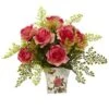 13" Dark Pink Rose & Maiden Hair Arrangement In Floral Planter 2 13" Dark Pink Rose & Maiden Hair Arrangement In Floral Planter -Michaels D292715S 1