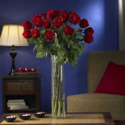 2.5ft. Red Rosebud Floral Arrangement With Cylinder Vase -Michaels D292724S 2