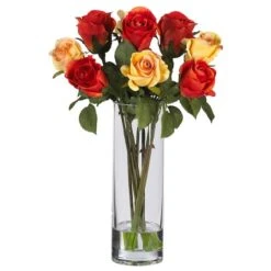 16" Long-Stemmed Roses Arrangement With Glass Vase -Michaels D292729S 11 1