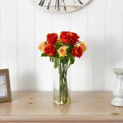 16" Long-Stemmed Roses Arrangement With Glass Vase -Michaels D292729S 12