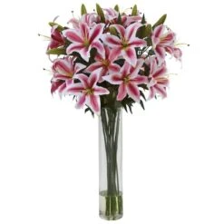 3ft. Rubrum Lily Floral Arrangement In Clear Vase 5 3ft. Rubrum Lily Floral Arrangement In Clear Vase -Michaels D292733S 1 1