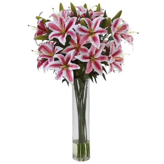 3ft. Rubrum Lily Floral Arrangement In Clear Vase 4 3ft. Rubrum Lily Floral Arrangement In Clear Vase - Image 2