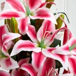 18" Pink Rubrum Lily Arrangement With Decorative Vase -Michaels D292734S 13