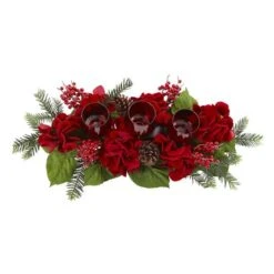 4" Triple Red Hydrangea Candelabrum Centerpiece -Michaels D292748S 12