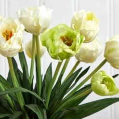 20" White Tulip Floral Arrangement In Clear Vase -Michaels D292753S 14