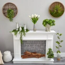 22" White Dutch Tulip Arrangement In Gold Trim Stoneware Vase -Michaels D292775S 4