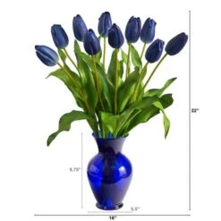 22" Blue Dutch Tulip Arrangement In Blue Vase 9 22" Blue Dutch Tulip Arrangement In Blue Vase -Michaels D292788S 2