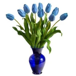 22" Light Blue Dutch Tulip Arrangement In Blue Vase -Michaels D292789S 1 1
