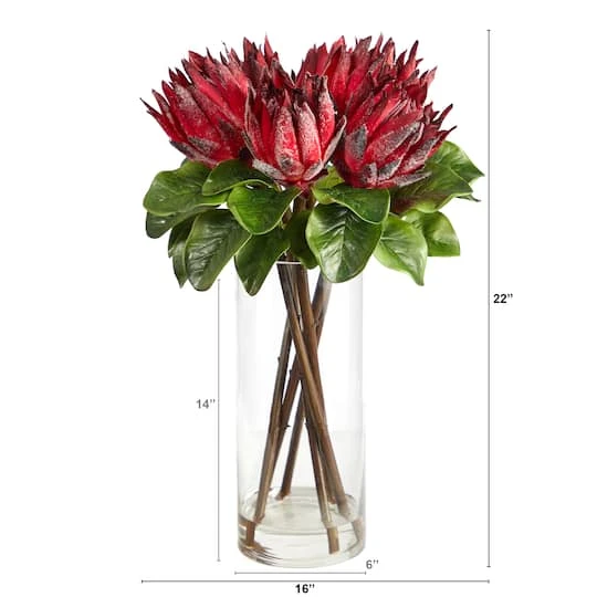 22" King Protea Floral Arrangement In Glass Vase 5 22" King Protea Floral Arrangement In Glass Vase - Image 3