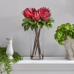 22" King Protea Floral Arrangement In Glass Vase 10 22" King Protea Floral Arrangement In Glass Vase -Michaels D292799S 3