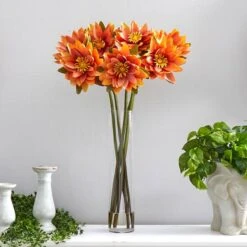 2.5ft. Coral Lotus Arrangement In Cylinder Vase -Michaels D292808S 3