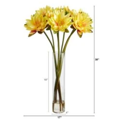 2.5ft. Yellow Lotus Arrangement In Cylinder Vase -Michaels D292815S 2