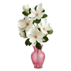 24" White Japanese Magnolia Arrangement In Rose Vase -Michaels D292829S 1 1