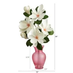 24" White Japanese Magnolia Arrangement In Rose Vase -Michaels D292829S 2