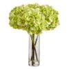18" Green Hydrangea Arrangement In Glass Vase -Michaels D292833S 1