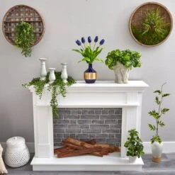 22" Blue Dutch Tulip Arrangement In Blue & Gold Designer Vase 11 22" Blue Dutch Tulip Arrangement In Blue & Gold Designer Vase -Michaels D292838S 4