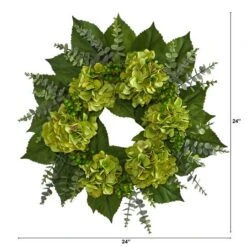 24" Green Hydrangea & Eucalyptus Leaf Wreath 8 24" Green Hydrangea & Eucalyptus Leaf Wreath -Michaels D293340S 2