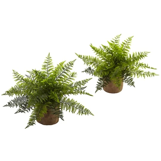15" Ruffle Fern Bush With Burlap Base, 2ct. 4 15" Ruffle Fern Bush With Burlap Base, 2ct. - Image 2