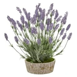 20in. Lavender Plant In Weathered Oak Planter -Michaels D293384S 1 1