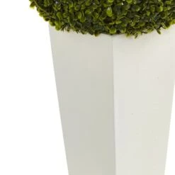 2.5ft. Boxwood Ball Topiary In White Tower Planter 9 2.5ft. Boxwood Ball Topiary In White Tower Planter -Michaels D293390S 13