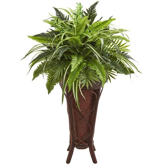 2.5ft. Mixed Greens & Fern Plant In Decorative Stand 4 2.5ft. Mixed Greens & Fern Plant In Decorative Stand - Image 2