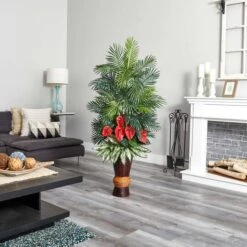 5ft. Areca & Mixed Greens Plant In Bamboo Planter -Michaels D293824S 12