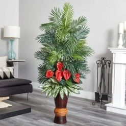 5ft. Areca & Mixed Greens Plant In Bamboo Planter -Michaels D293824S 13