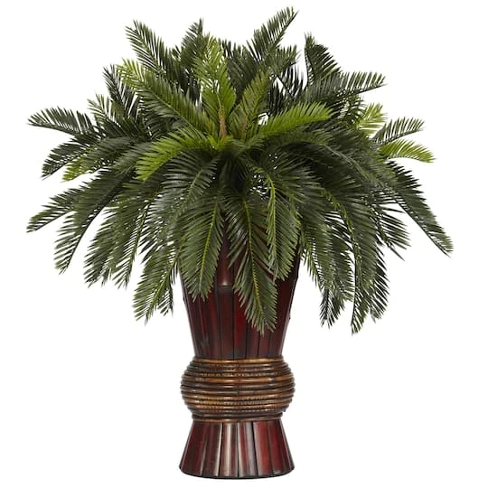 2.5ft Cycas Palm Tree In Bamboo Planter 3 2.5ft Cycas Palm Tree In Bamboo Planter