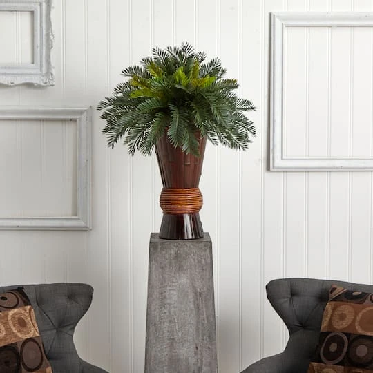 2.5ft Cycas Palm Tree In Bamboo Planter 5 2.5ft Cycas Palm Tree In Bamboo Planter - Image 3