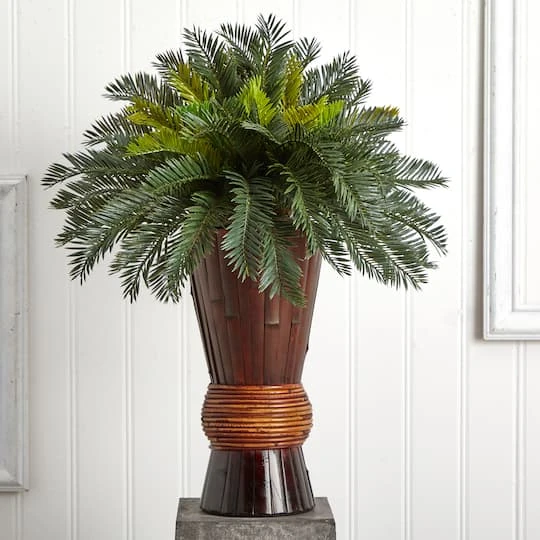 2.5ft Cycas Palm Tree In Bamboo Planter 6 2.5ft Cycas Palm Tree In Bamboo Planter - Image 4