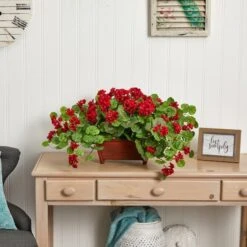 15'' Geranium In Wooden Planter 8 15'' Geranium In Wooden Planter -Michaels D293885S 12