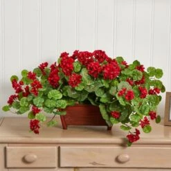 15'' Geranium In Wooden Planter 9 15'' Geranium In Wooden Planter -Michaels D293885S 13