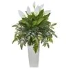 3ft. Mixed Peace Lily In White Tower Vase -Michaels D293918S 1