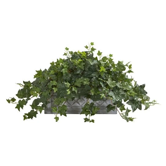20" Puff Ivy Plant In Stone Planter 3 20" Puff Ivy Plant In Stone Planter