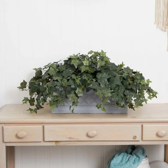 20" Puff Ivy Plant In Stone Planter 6 20" Puff Ivy Plant In Stone Planter - Image 4