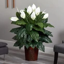 4ft. Peace Lily Plant In Wood Vase -Michaels D293961S 12