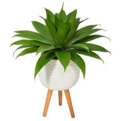 2.5ft. Agave Plant In White Planter With Stand -Michaels D293998S 1 1