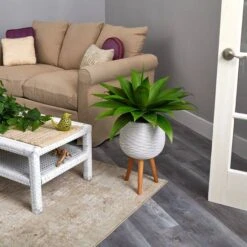 2.5ft. Agave Plant In White Planter With Stand -Michaels D293998S 5