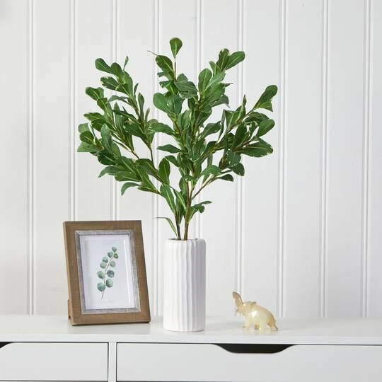 21" Salal Plant In Decorative White Planter 6 21" Salal Plant In Decorative White Planter - Image 4