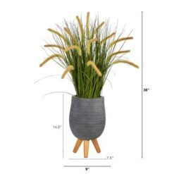 3ft. Onion Grass Plant In Gray Planter With Stand -Michaels D294043S 2