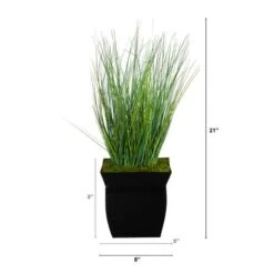 21" Onion Grass Plant In Black Metal Planter -Michaels D294049S 2
