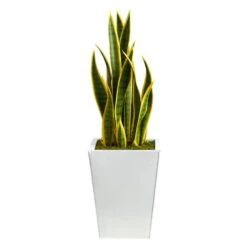 2.5ft. Snake Plant In White Metal Planter -Michaels D294091S 1 1
