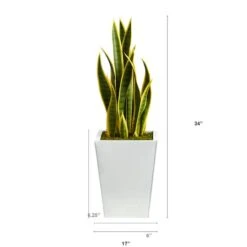 2.5ft. Snake Plant In White Metal Planter -Michaels D294091S 2
