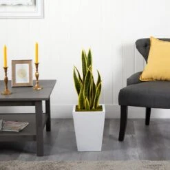 2.5ft. Snake Plant In White Metal Planter -Michaels D294091S 3