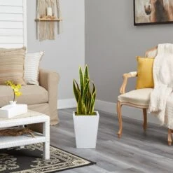 2.5ft. Snake Plant In White Metal Planter -Michaels D294091S 4