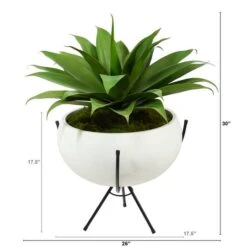 2.5ft. Agave Plant In White Planter With Metal Stand -Michaels D294094S 2