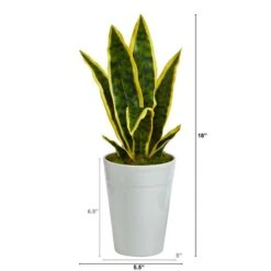 18" Snake Plant In Decorative White Planter -Michaels D294113S 2