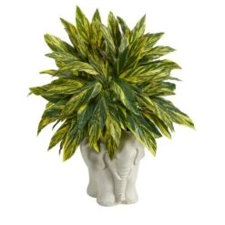 25" Spiderwort Plant In White Elephant Shaped Planter -Michaels D294129S 3