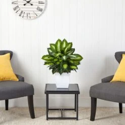 2ft. Golden Dumb Cane In Decorative White Metal Planter -Michaels D294158S 3